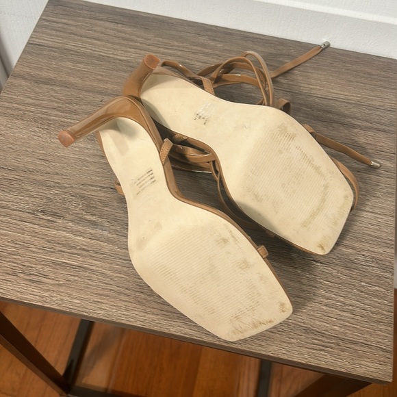 STEVE MADDEN CAMEL UPLIFT OPEN TOE BROWN TAN HEELS SIZE 9.5m - Picture 8 of 8